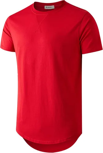 Vista 20 de KLIEGOU Camiseta larga 100% algodón para hombre, preencogida, suave 66 Gris Azul