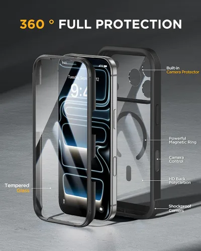 Vista 407 de Miracase Serie de vidrio para iPhone 11 de 6.1 pulgadas, funda protectora de cuerpo completo resistente mejorada con protector de pantalla de vidrio