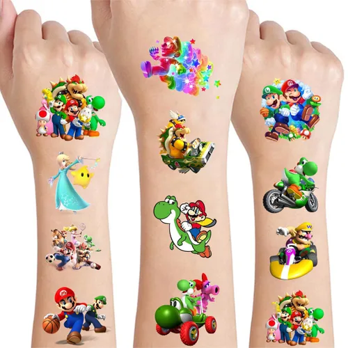 Vista 2 de 60 piezas de tatuajes temporales de dibujos animados para niños, juguetes de tatuajes temporales para niños, pegatinas de arte DIY, suministros