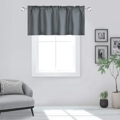 Vista 8 de DECOVSUN Cenefas Aqua para ventanas de cocina, con bolsillo para barra, opacas, con aislamiento térmico, 1 panel de 42 x 18 pulgadas