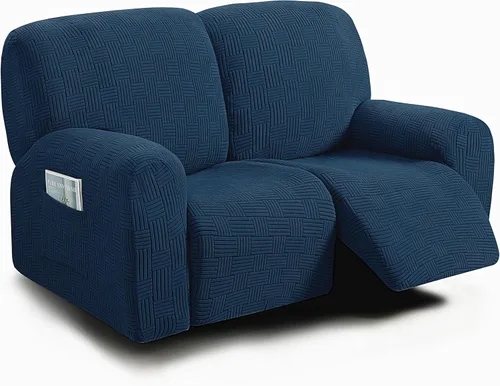 Vista 40 de ULTICOR - Juego de 8 fundas para sofá reclinable de jacquard, fundas elásticas para sofá reclinable para 3 cojines, gruesas, suaves, lavables