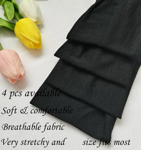Vista 6 de Hjiaruiky 4 diademas de turbante para mujer, bohemias, elásticas, a la moda, de tela anudada, bonita, gruesa, para mujeres, niñas, yoga, color negro