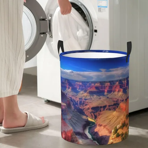 Vista 7 de Beauty Grand Canyon print Circular Hamper Waterproof Storage Bin Organizer Basket Laundry Hamper With Handles For Clothes Toys Small
