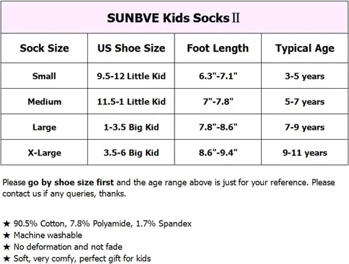 Vista 3 de SUNBVE Calcetines deportivos de algodón para niños y niñas
