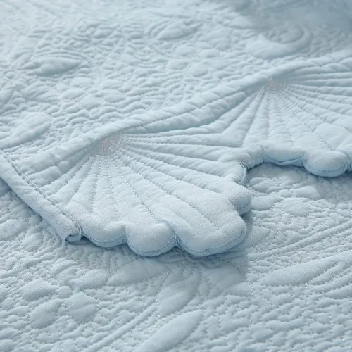 Vista 8 de Funda de sofá de algodón con bordado de hojas y flores, antideslizante, acolchada, protector de muebles para perros, niños y mascotas, lavable a Azul