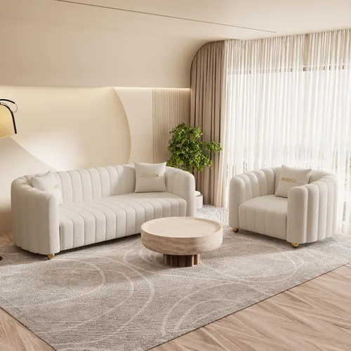 Vista 29 de Moderno juego de sofá de terciopelo negro de 3 piezas para sala de estar, juego de sofá curvado acolchado con patas de esfera de metal dorado