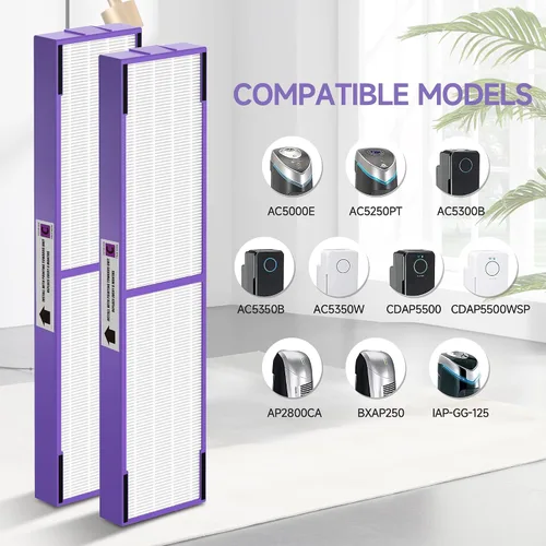 Vista 2 de Paquete de 2 filtros de repuesto C True FLT5000 FLT5250PT FLT5111, compatibles con AC5000, AC5000E, AC5250PT, AC5350B, AC5350BCA, AC5350W, AC5300B