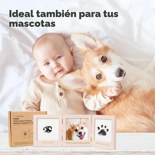 Vista 5 de Kit de huellas de manos y huellas para bebé sin tinta para recién nacido Rosa pétalo/Oro