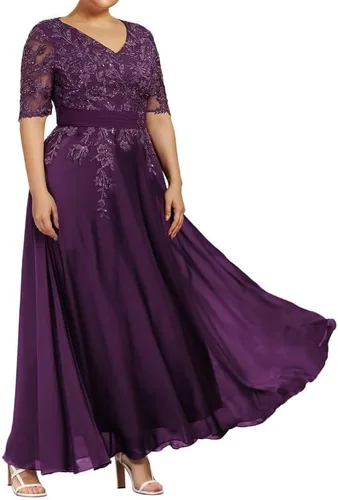 Vista 2 de Vestidos para madre de la novia para boda, vestido largo de encaje de noche, vestidos formales de gasa, vestidos de madre del novio