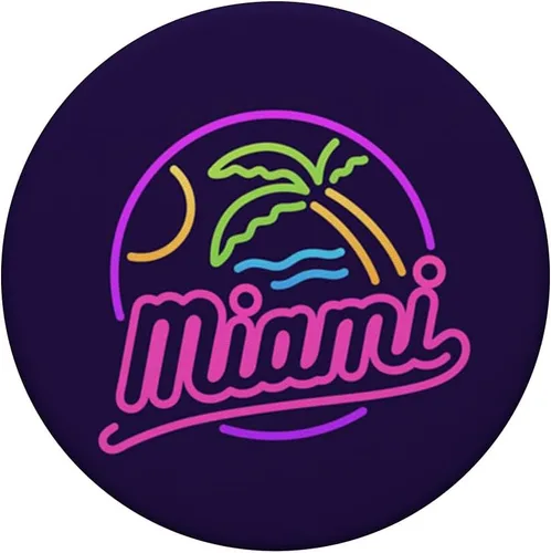 Vista 3 de Miami, Miami Beach Florida USA Graphic Gift PopSockets Grip and Stand para teléfonos y tabletas, Negro