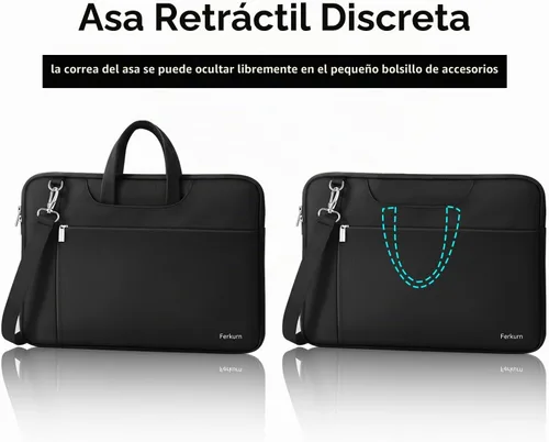 Vista 6 de Ferkurn Laptop Case Bag for Women Men Briefcase Messenger Bag, 15.6 16 Inch Negro