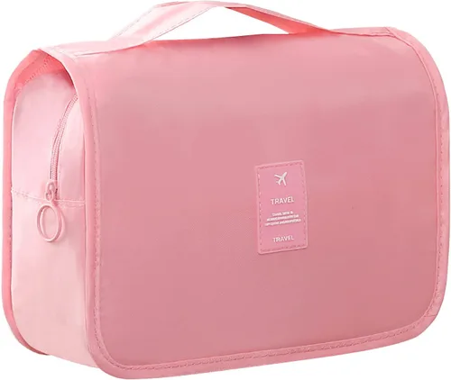 Vista 8 de Neceser de viaje colgante para mujer, bolsa de maquillaje resistente al agua, organizador de cosméticos para accesorios de viaje, artículos de Beige
