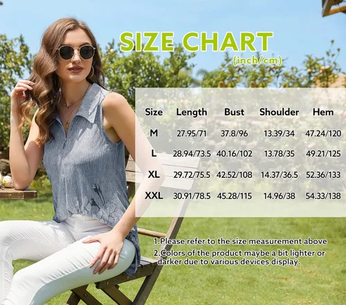 Vista 6 de Amrto Camisas polo de verano sin mangas con cuello de doble capa de malla para mujer