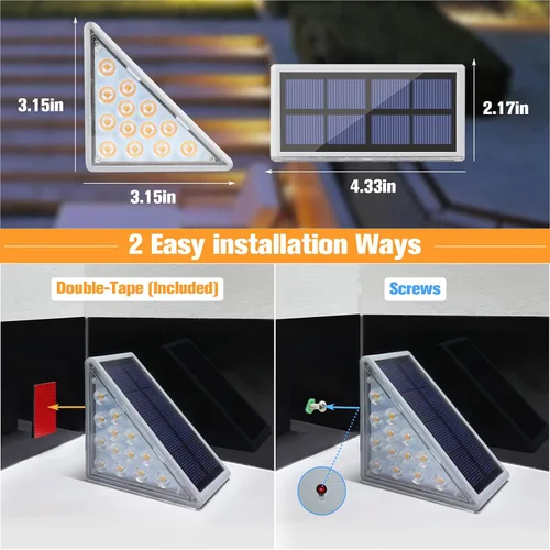 Vista 7 de VOLISUN Paquete de 6 luces solares para escaleras, 7 colores fijos, luces solares para escalones al aire libre, impermeables, IP67, luz LED