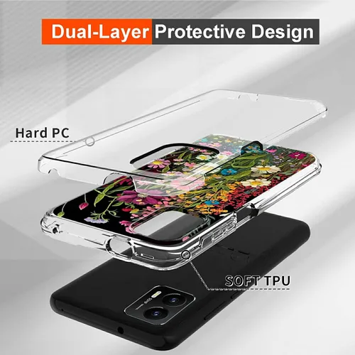 Vista 2 de Funda transparente para Motorola Moto G Stylus 5G 2023 con patrón de flores silvestres para mujeres y hombres, doble capa híbrida de poliuretano