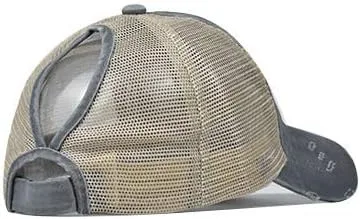 Vista 7 de Eohak Sombreros de cola de caballo desgastados para mujer, gorras de poni desordenadas, 7