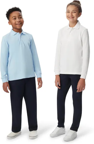 Vista 8 de French Toast Camisa de uniforme escolar de piqué con manga larga para niños y niñas, Azul marino