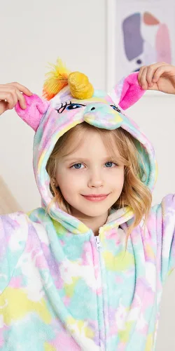Vista 5 de UDERUI Pijama de unicornio para niños, disfraz de cosplay de una sola pieza, ropa de fiesta de animales, para niñas y niños