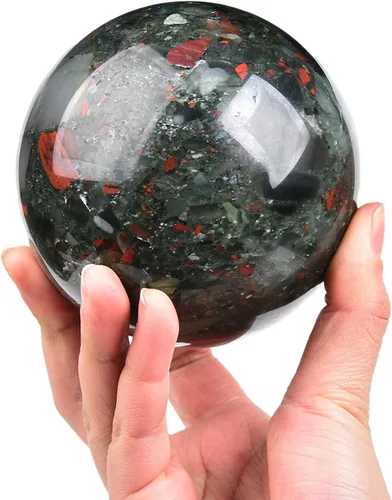 Vista 84 de JIC Gem Piedra Natural de Jaspe Africano Cristal de Curación Esfera Adivinación Bola de Piedra Preciosa, Feng Shui Reiki Aura Decoración