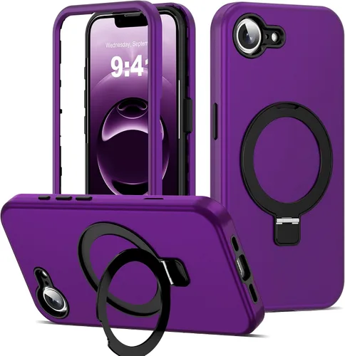 Vista 69 de Funda compatible con iPhone 13 y 14 de 6.1 pulgadas con soporte de anillo magnético [protección militar contra caídas] [compatible con Mag-Safe]