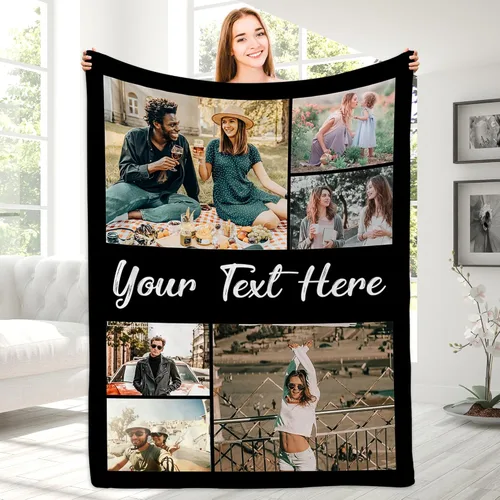 Vista 14 de Magimagine Mantas personalizadas con imágenes de texto para regalos de novio, manta de fotos personalizada para familiares y amigos para Navidad