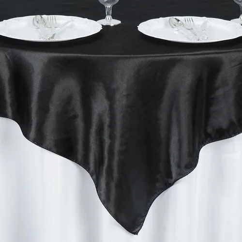 Vista 7 de Efavormart Paquete de 5 Sobremanteles Cuadrados de Satén de 60" para Decoraciones de Mesa de Bodas, Catering y Fiestas, Cubierta de Mantel Negro