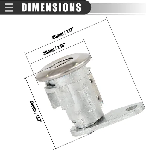 Vista 3 de Motoforti Cilindro de cerradura de puerta, cilindro de cerradura de puerta, kit de reparación, para Ford F-100 1980-1983, metal, tono plateado