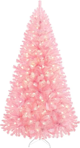 Vista 13 de [Usado] Yaheetech Árbol de Navidad artificial de pino abeto negro con bisagras y luces incorporadas de 4.5 pies para Halloween, árbol de Navidad