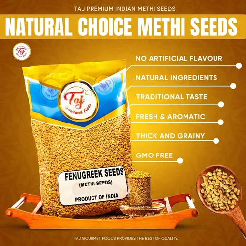 Vista 4 de TAJ Premium Indian Methi Seeds, semillas de fenogreco, Trigonella foenum graecum, (14 onzas)