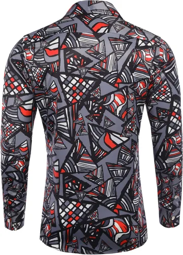 Vista 3 de Daupanzees Camisa de vestir con estampado de estilo pop de manga larga para hombre