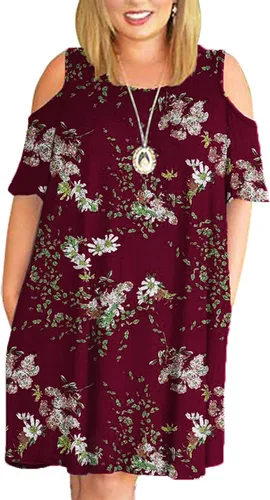 Vista 4 de Kancystore Vestido casual de verano para mujer, talla grande, con bolsillos Albaricoque