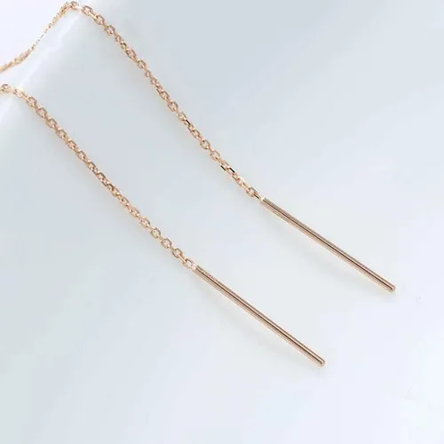 Vista 6 de SAGEKING 2024 New 585 Purple Gold New Small Cylindrical Tassel Ear Line Exquisite Original Earrings For Women14K Rose Gold Dinner Party Jewelry