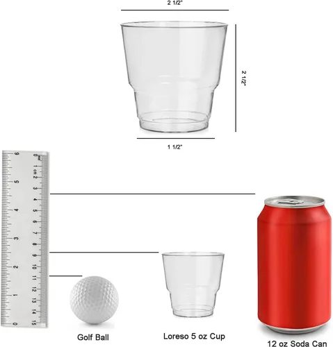 Vista 6 de Vasos pequeños de fiesta de 5 onzas, paquete de 96 unidades, plástico duro transparente, resistente, grado alimenticio para cócteles y bebidas