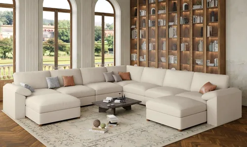 Vista 31 de EASE MOOSE Sofá modular seccional, sofá en forma de U para sala de estar Beige
