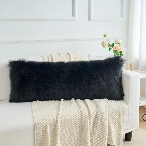 Vista 22 de LIGICKY Serie de Lujo Funda de Cojín Suave de Pelo Sintético Funda Decorativa Cuadrada de Felpa para Sofá, Cama, 40,6 x 40,6 cm, Negro