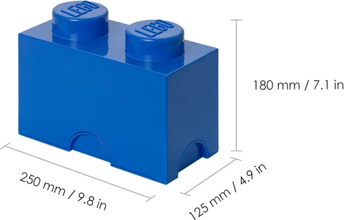 Vista 3 de Room Copenhagen LEGO Brick Bright Blue 2, caja de almacenamiento apilable mediana Azul brillante