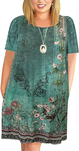 Vista 16 de Kancystore Vestido casual de verano para mujer, talla grande, con bolsillos Albaricoque