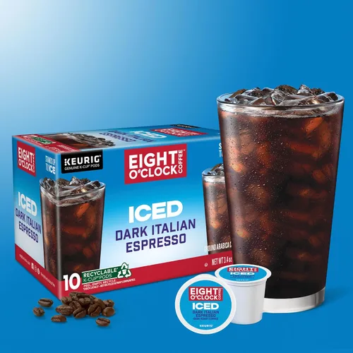 Vista 5 de Eight O'Clock Coffee ICED Dark Italian, Keurig - Cápsulas K-Cup de una sola porción, café helado tostado oscuro, 60 unidades (6 paquetes de 10)