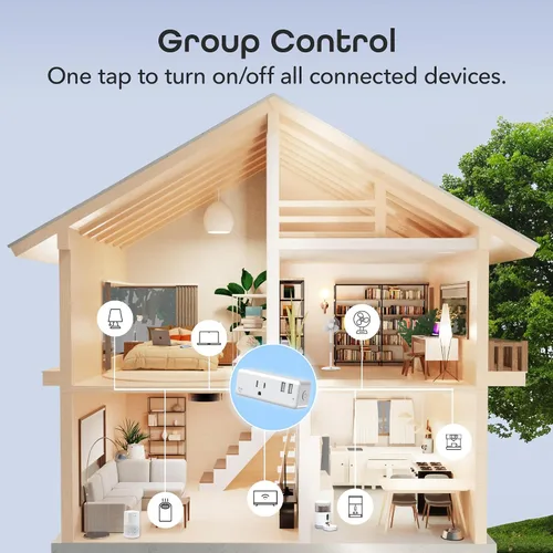 Vista 5 de Geeni Switch + Charge Multi Port Smart Wi-Fi Plug con 2 puertos USB, salida de ahorro de energía con control de aplicación, compatible con Alexa
