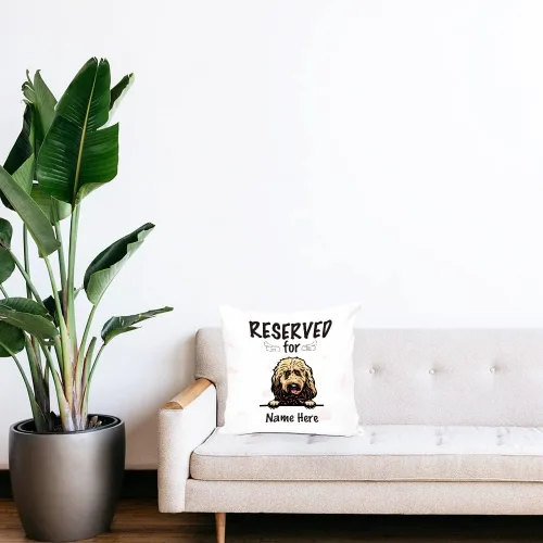 Vista 3 de Funda de almohada personalizada reservada para el perro, Cavalier King Charles Spaniel cachorro, funda de almohada de lona blanca para decoración