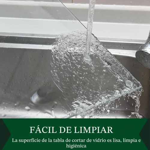 Vista 4 de Phore Tabla de cortar de vidrio templado para cocina, apta para lavavajillas, tabla de cortar transparente para encimera, resistente a los arañazos