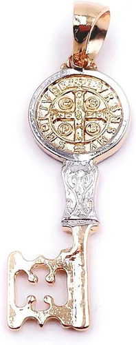 Vista 3 de San Benito chapado en oro y plata de 1,6 pulgadas cadena de bolas unisex