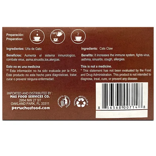 Vista 5 de PeruChef te Uña de Gato Garra de gato 20 Bolsas de té
