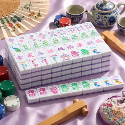 Vista 4 de Arrowbash Juego de 160 azulejos Mahjong americanos solamente, blanco