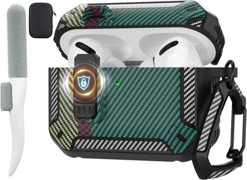 Vista 87 de Maxjoy Funda para AirPods Pro 3 2025, MagSafe compatible con bloqueo automático, funda protectora a prueba de golpes con soporte para teléfono