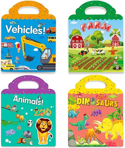 Vista 10 de Libros de calcomanías reutilizables para niños, libros de calcomanías removibles de granja para niños pequeños de viaje para niñas y niños de 3, 4