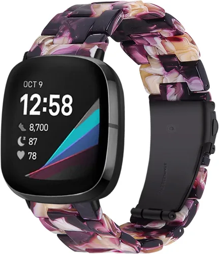 Vista 9 de Correa de reloj de resina compatible con Fitbit Versa 4/Sense 2/Versa 3/Sense 1, pulsera brazalete de moda ligera y ajustable de repuesto
