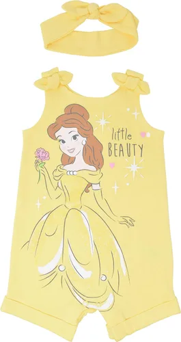 Vista 6 de Disney Princesa Rapunzel Ariel Belle Jasmine Aurora - Mameluco con broches y diadema para bebés niñas desde recién nacidas hasta niñas pequeñas