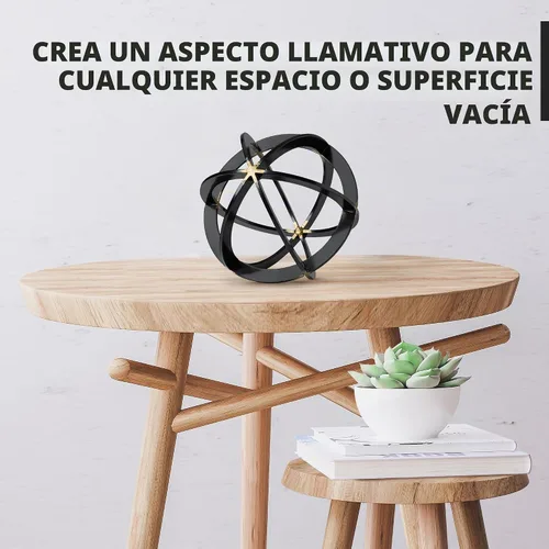 Vista 4 de Esfera decorativa para decoración del hogar, negro y dorado, pintada a mano, bolas decorativas modernas para sala de estar, dormitorio, cocina