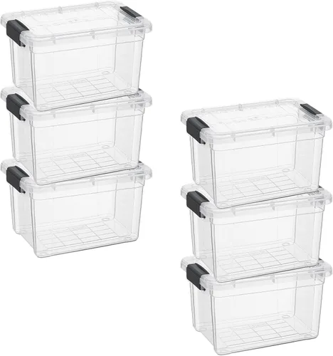 Vista 100 de Superio Mini contenedor de almacenamiento de plástico para crayón, suministros de arte y estuche de costura, organizador pequeño apilable